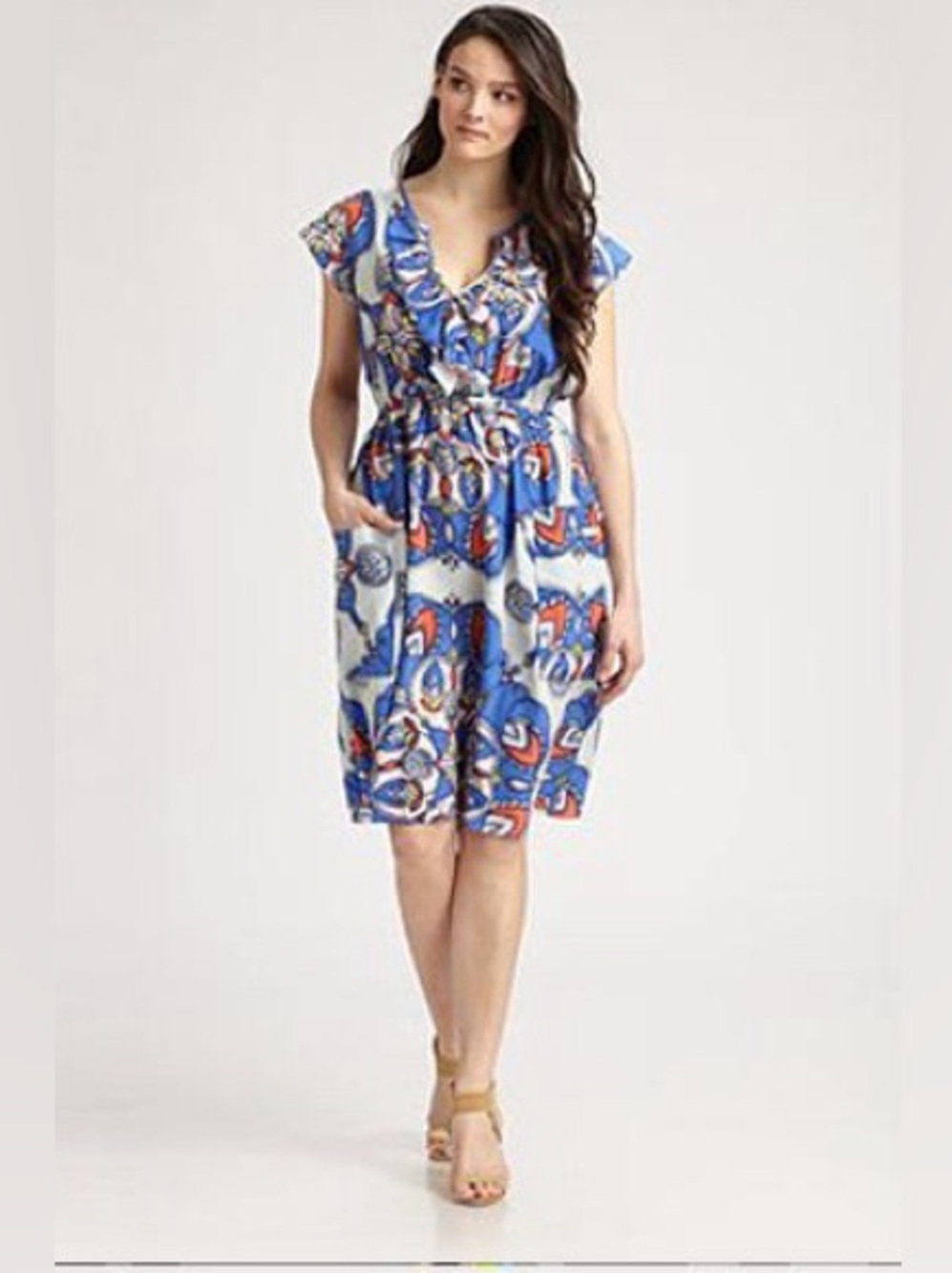 Anna Scholz | Kaleidoscope Print | Crepe de Chine Frill Pocket | Sz 16